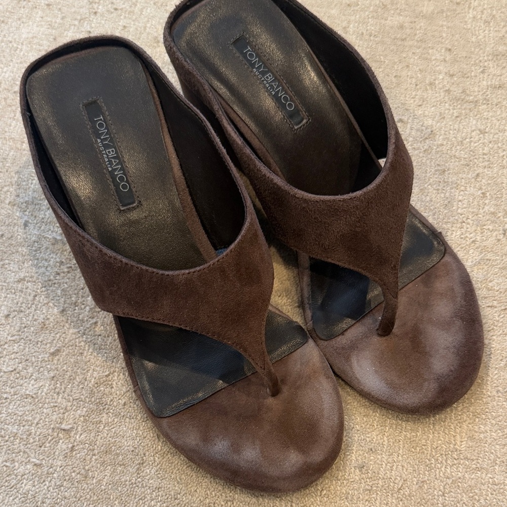 Tony Bianco Dark Brown Suede Mules